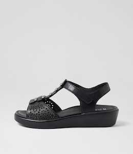 Maylor W Black Leather Sandals by Ziera at Ziera NZ