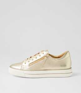 Kerk W Gold Tumble Leather Sneakers by Ziera at Ziera NZ