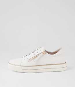 Kerk W White Tumble Leather Sneakers by Ziera at Ziera NZ