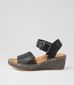 Killion Xw Black Leather Sandals by Ziera at Ziera NZ