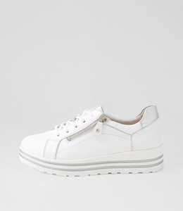 Vamra Xf White Silver Leather Sneakers by Ziera at Ziera NZ