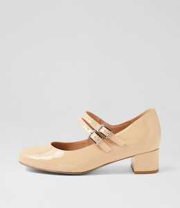 Karoly W Nude Patent Leather Mary Jane Heels by Ziera at Ziera NZ