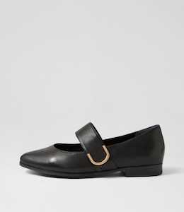 Okla Xf Black Leather Flat Shoes by Ziera at Ziera NZ