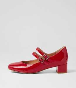 Karoly W Dark Red Patent Leather Mary Jane Heels by Ziera at Ziera NZ