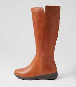 Nookesy W Cognac Leather Knee High Boots by Ziera at Ziera NZ