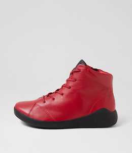 Yorkers Xw Dark Red Black Leather Lace Up Boots by Ziera at Ziera NZ