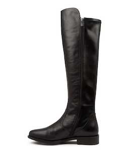 Sallies Xf Black Stretch Leather Knee High Boots by Ziera at Ziera NZ