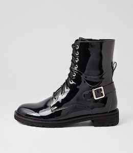 Miyoko W Black Patent Leather Ankle Boots by Ziera at Ziera NZ