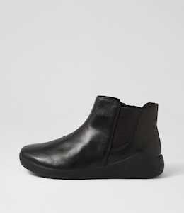 Yumba Xw Black Metallic Leather Elastic Chelsea Boots by Ziera at Ziera NZ