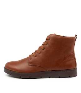 Manila W Cognac Leather Ankle Boots by Ziera at Ziera NZ