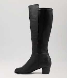 Gentrys W Black Leather Stretch Knee High Boots by Ziera at Ziera NZ