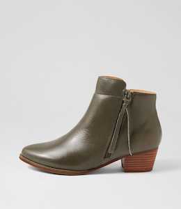 Vendas Xf Olive Leather Ankle Boots by Ziera at Ziera NZ