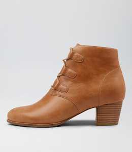 George W Tan Leather Lace Up Boots by Ziera at Ziera NZ