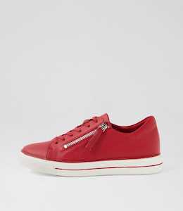 Kerk W Dark Red Tumble Leather Sneakers by Ziera at Ziera NZ