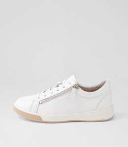 Aito Xf White Nude Leather Sneakers by Ziera at Ziera NZ