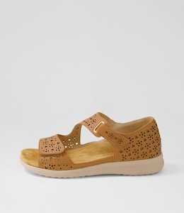 Bizza Xw Dark Tan Almond Leather Sandals by Ziera at Ziera NZ