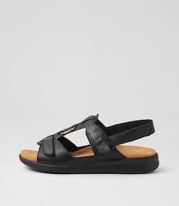 Brisa Xw Black Leather Sandals by Ziera at Ziera NZ