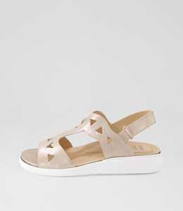 Islando W Platino Scratch Leather Sandals by Ziera at Ziera NZ