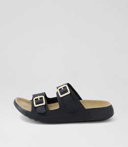 Yexta W Black Leather Slides by Ziera at Ziera NZ