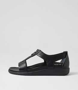 Isadore W Black Leather Sandals by Ziera at Ziera NZ