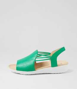 Udhays W Bright Emerald Leather Elastic Sandals by Ziera at Ziera NZ