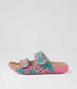 Yava W Multi Leopard Nubuck Slides by Ziera at Ziera NZ