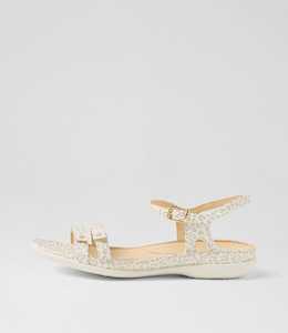 Breeze W Ivory Gold Leopard Leather Sandals by Ziera at Ziera NZ