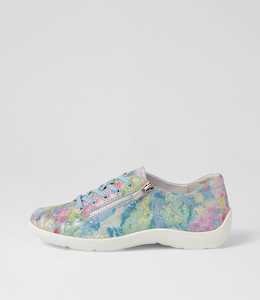 Wemmer Xf Blue Multi White Leather Sneakers by Ziera at Ziera NZ