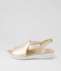 Udhays W Pale Rose Gold Leather Elastic Sandals by Ziera at Ziera NZ