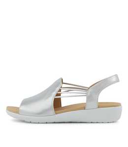 Udhays W Silver Leather Elastic Sandals by Ziera at Ziera NZ