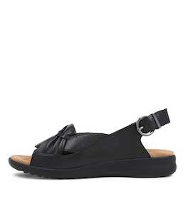 Bari Xw Black Leather Sandals Bs by Ziera at Ziera NZ