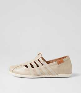 Shoe: Lussia W Almond Leather Elastic Flat Shoes by Ziera at Ziera NZ