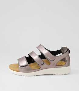 Bexleys Xw Pewter White Leather Sandals by Ziera at Ziera NZ