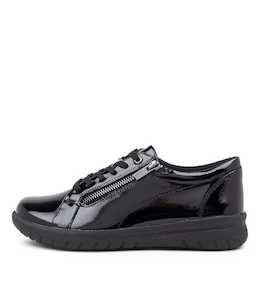 Solar Xf Black Wrinkle Patent Sneakers by Ziera at Ziera NZ