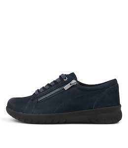 Solar Xf Navy Leather Sneakers Bs by Ziera at Ziera NZ