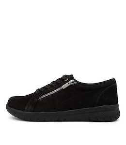 Solar Xf Black Nubuck Leather Sneakers by Ziera at Ziera NZ