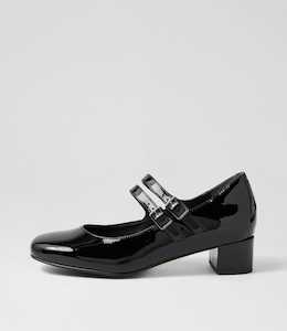 Karoly W Black Patent Leather Mary Jane Heels by Ziera at Ziera NZ