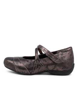 Shoe: Xray W Pewter Metal Leather Flat Shoes by Ziera at Ziera NZ