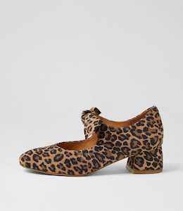 Zolly W Camel Leopard Suede Mary Jane Heels by Ziera at Ziera NZ