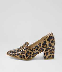 Vamity Xw Camel Leopard Patent Leather Mary Jane Heels by Ziera at Ziera NZ