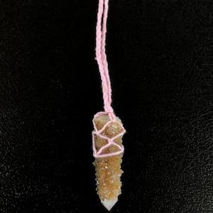 Citrine Spirit Quartz Necklace in Macramé Wrap