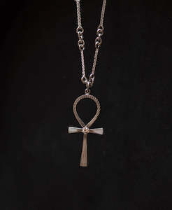 Ankh Necklace - 925 Sterling Silver, Peach Zircon