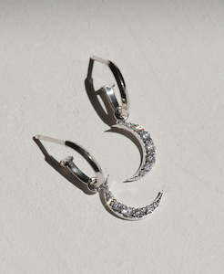 Luna Hoops - 9k White Gold, Diamond