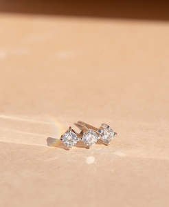 Three Graces Studs- 18k White Gold, Diamond