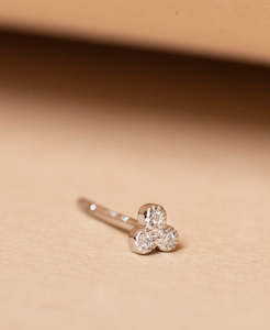 Three Friends 1mm Studs - 18k White Gold, Diamond