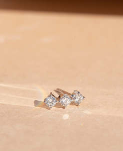 Three Graces Studs - 18k Yellow Gold, Diamond