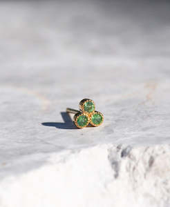 Three Friends 2mm Studs - 18k Yellow Gold, Tsavorite