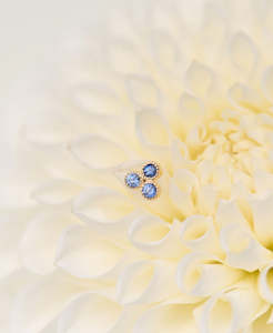 Three Friends 2mm Studs - 18k Yellow Gold, Blue Sapphire