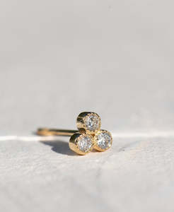 Three Friends 2mm Studs - 18k Yellow Gold, Diamond