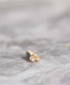 Three Friends 1mm Studs - 18k Yellow Gold, Diamond